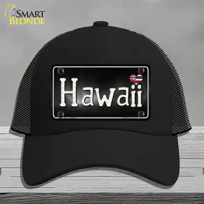 Hawaii Flag Script Novelty License Plate Hat Mesh / Black