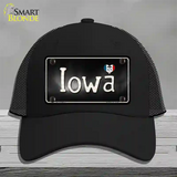 Iowa Flag Script Novelty License Plate Hat Mesh / Black