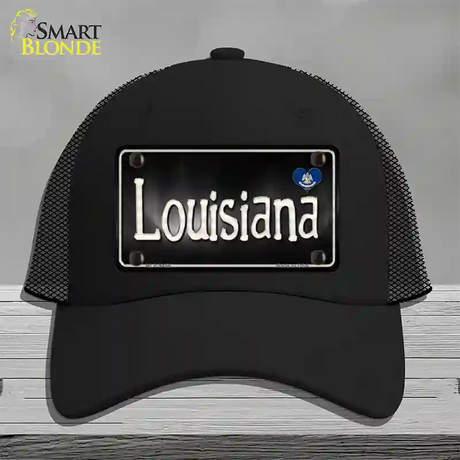 Louisiana Flag Script Novelty License Plate Hat Mesh / Black