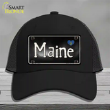 Maine Flag Script Novelty License Plate Hat Mesh / Black