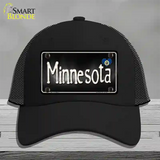 Minnesota Flag Script Novelty License Plate Hat Mesh / Black