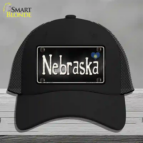 Nebraska Flag Script Novelty License Plate Hat Mesh / Black