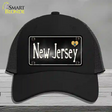 New Jersey Flag Script Novelty License Plate Hat Mesh / Black