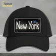 New York Flag Script Novelty License Plate Hat Mesh / Black