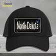 North Dakota Flag Script Novelty License Plate Hat Mesh / Black