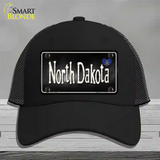 North Dakota Flag Script Novelty License Plate Hat Mesh / Black