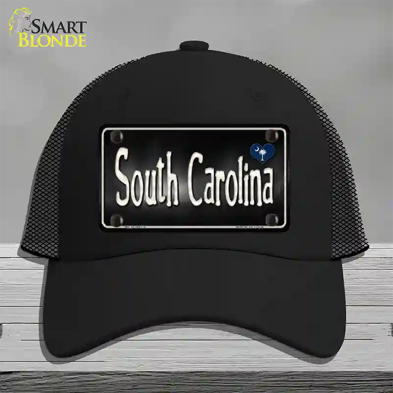 South Carolina Flag Script Novelty License Plate Hat Mesh / Black