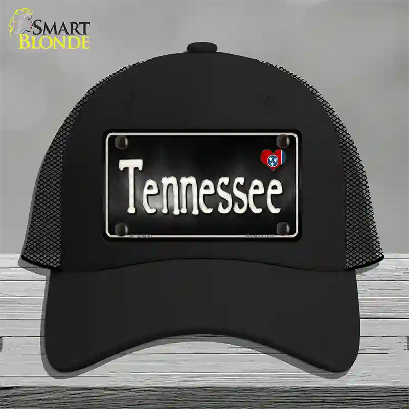 Tennessee Flag Script Novelty License Plate Hat Mesh / Black