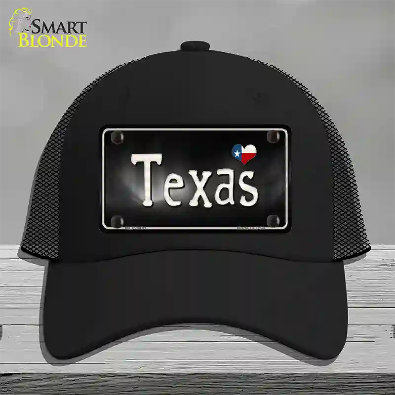 Texas Flag Script Novelty License Plate Hat Mesh / Black