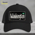 Washington Flag Script Novelty License Plate Hat Mesh / Black