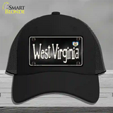 West Virginia Flag Script Novelty License Plate Hat Mesh / Black