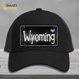 Wyoming Flag Script Novelty License Plate Hat Mesh / Black