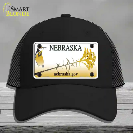 Nebraska Blank Novelty License Plate Hat Mesh / Black