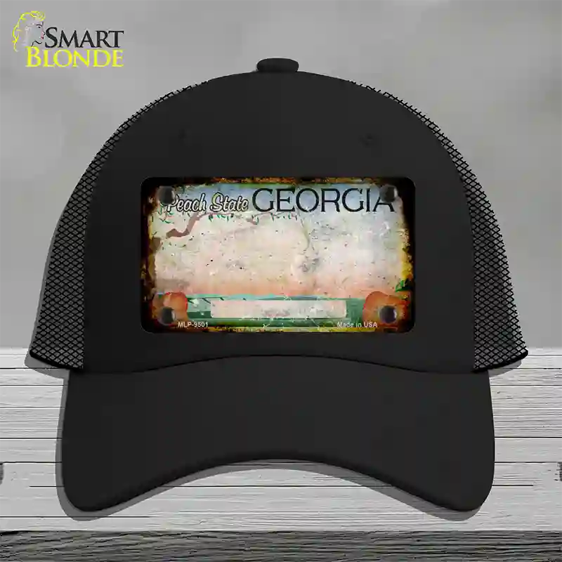 Georgia Peach Rusty Blank Novelty License Plate Hat Mesh / Black