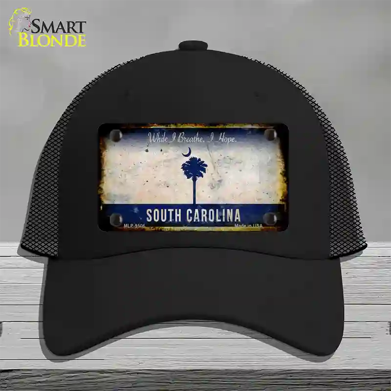 South Carolina I Breathe Rusty Blank Novelty License Plate Hat Mesh / Black