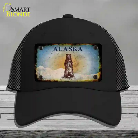 Alaska Bear Rusty Blank Novelty License Plate Hat Black Mesh