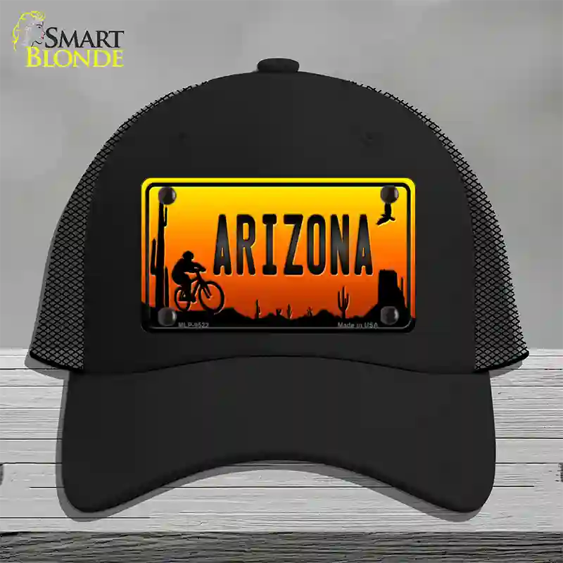 Biker Arizona Scenic Novelty License Plate Hat Mesh / Black