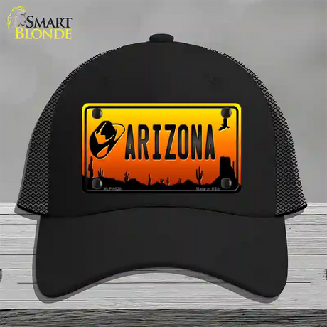 Cowboy Hat Arizona Scenic Novelty License Plate Hat Mesh / Black