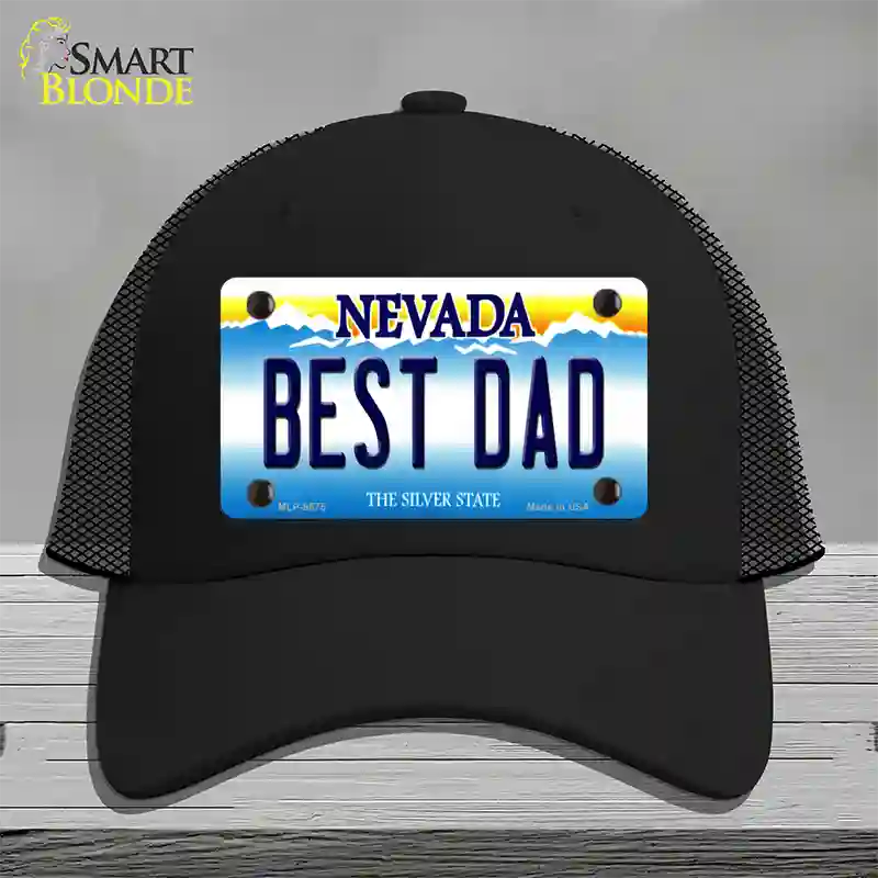 Best Dad Nevada Novelty License Plate Hat Mesh / Black