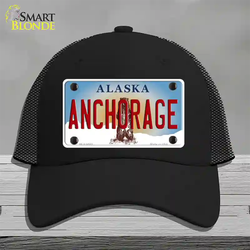 Anchorage Alaska State Novelty License Plate Hat Mesh / Black