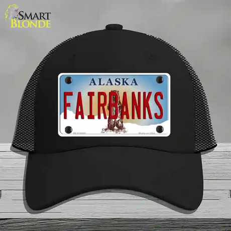 Fairbanks Alaska State Novelty License Plate Hat Mesh / Black