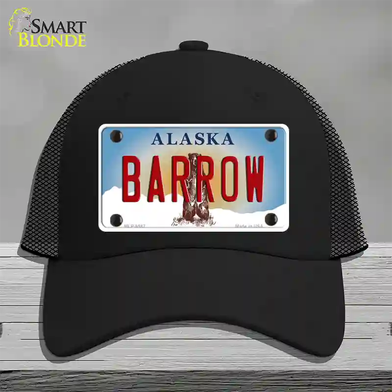 Barrow Alaska State Novelty License Plate Hat Mesh / Black