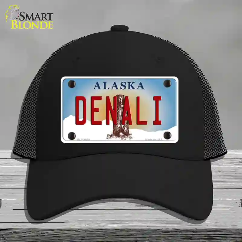 Denali Alaska State Novelty License Plate Hat Mesh / Black