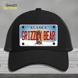 Grizzly Bear Alaska State Novelty License Plate Hat Mesh / Black