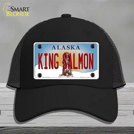 King Salmon Alaska State Novelty License Plate Hat Mesh / Black