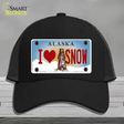 I Love Snow Alaska State Novelty License Plate Hat Mesh / Black