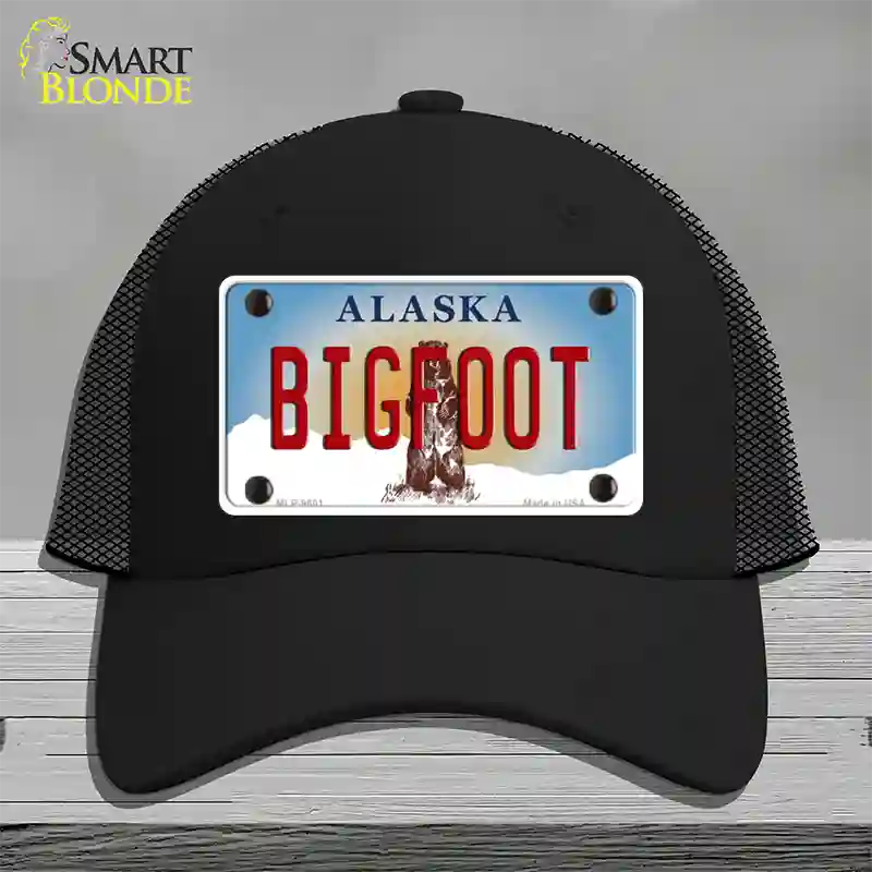 Bigfoot Alaska State Novelty License Plate Hat Mesh / Black