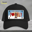 I Love Fly Alaska State Novelty License Plate Hat Mesh / Black