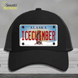 Ice Climber Alaska State Novelty License Plate Hat Mesh / Black