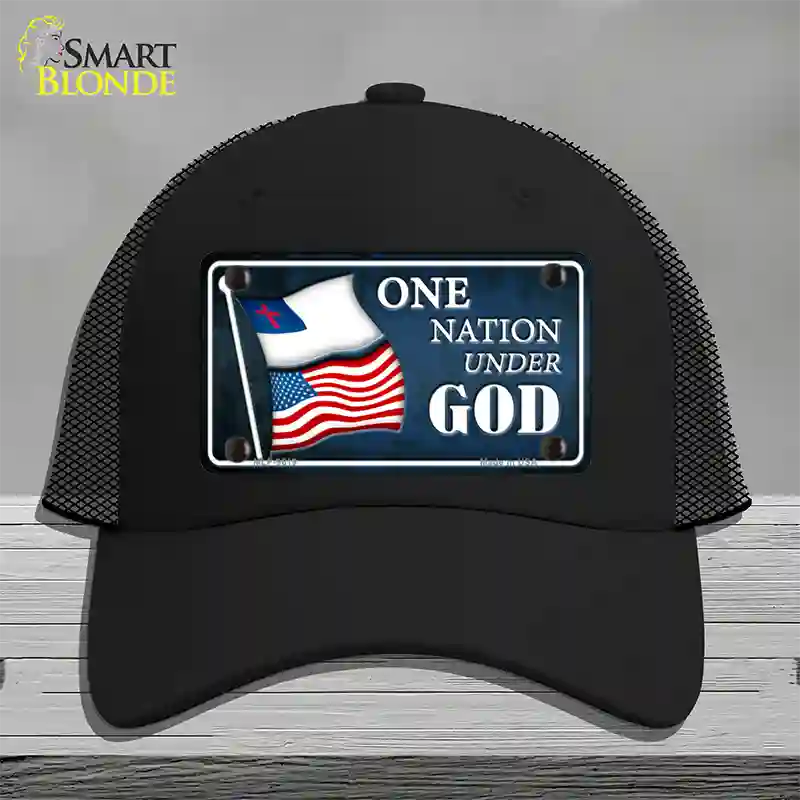 One Nation Under God Flags Novelty License Plate Hat Mesh / Black