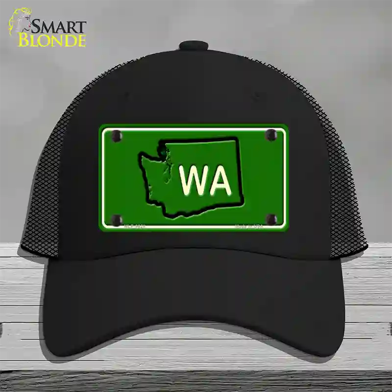 WA State Novelty License Plate Hat Mesh / Black