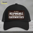 Responsible For What I Say Novelty License Plate Hat Mesh / Black