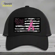 Vintage American Flag Pink Ribbon Novelty License Plate Hat Mesh / Black