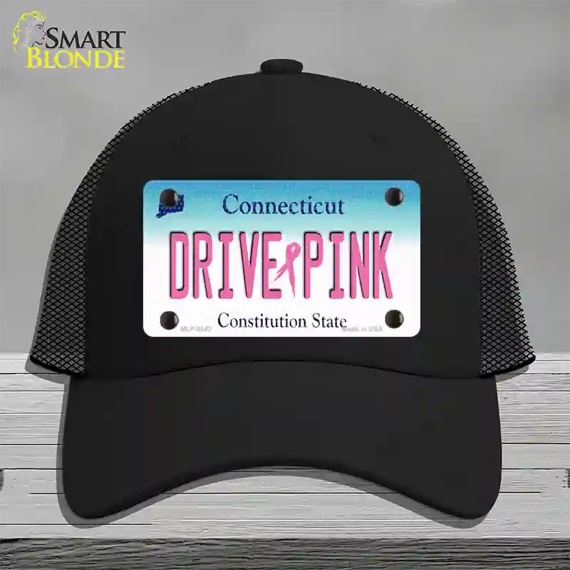 Drive Pink Connecticut Novelty License Plate Hat Mesh / Black