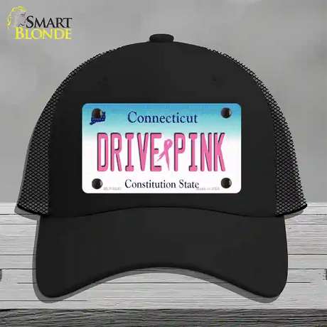 Drive Pink Connecticut Novelty License Plate Hat Mesh / Black