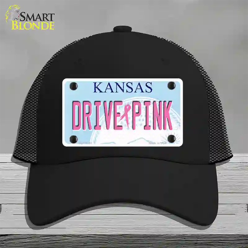 Drive Pink Kansas Novelty License Plate Hat Mesh / Black