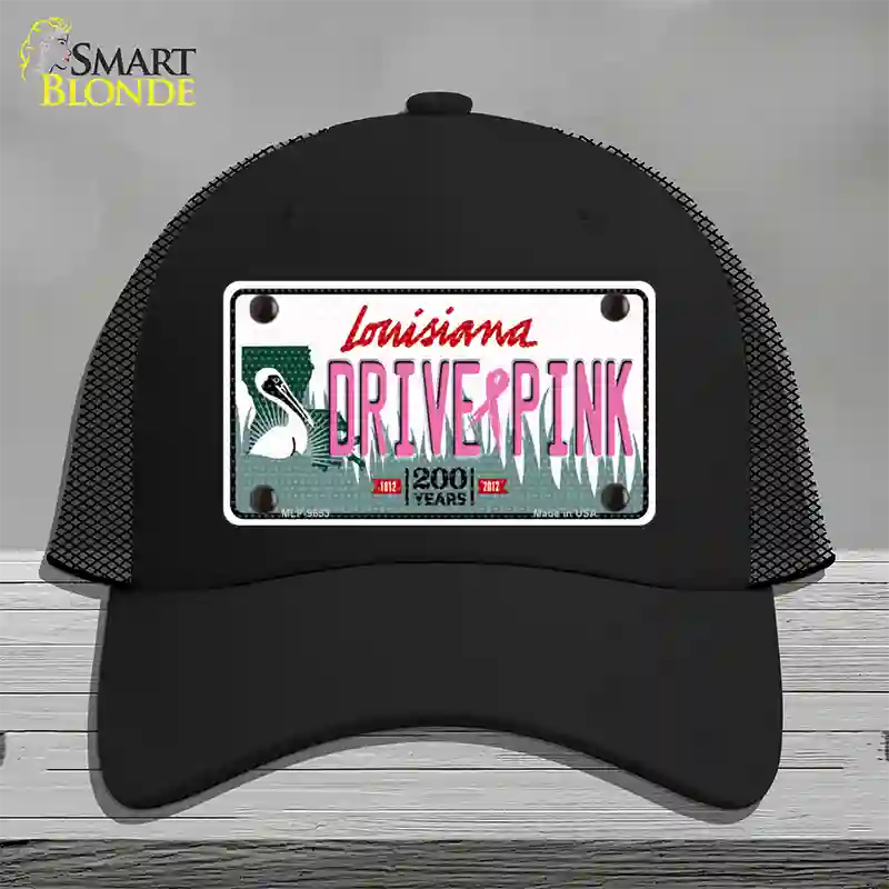 Drive Pink Louisiana Novelty License Plate Hat Mesh / Black