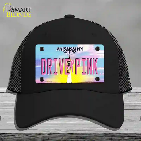 Drive Pink Mississippi Novelty License Plate Hat Mesh / Black