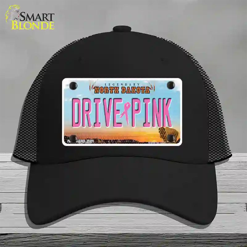 Drive Pink North Dakota Novelty License Plate Hat Mesh / Black