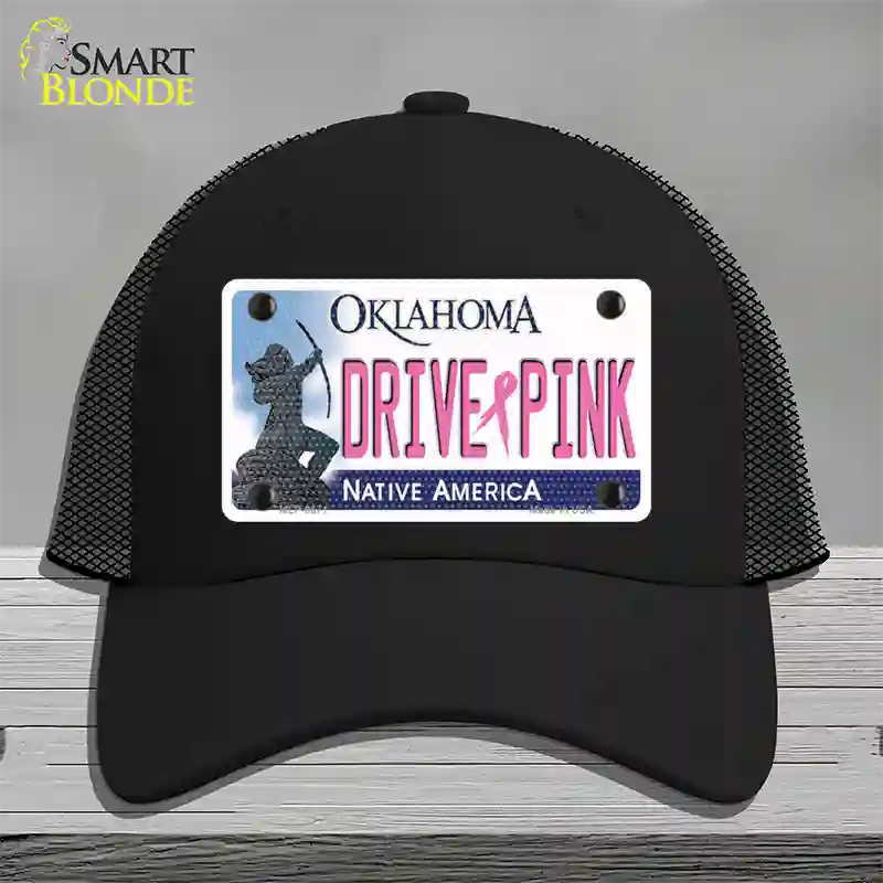 Drive Pink Oklahoma Novelty License Plate Hat Mesh / Black