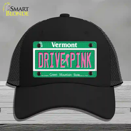 Drive Pink Vermont Novelty License Plate Hat Mesh / Black