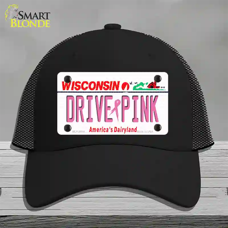 Drive Pink Wisconsin Novelty License Plate Hat Mesh / Black