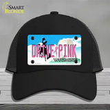 Drive Pink Wyoming Novelty License Plate Hat Mesh / Black