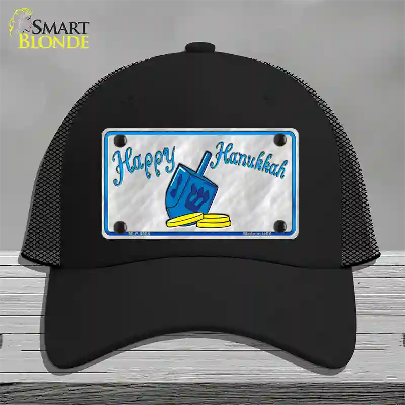 Happy Hanukkah Dreidel Novelty License Plate Hat Mesh / Black