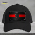 Illinois Thin Red Line Novelty License Plate Hat Mesh / Black