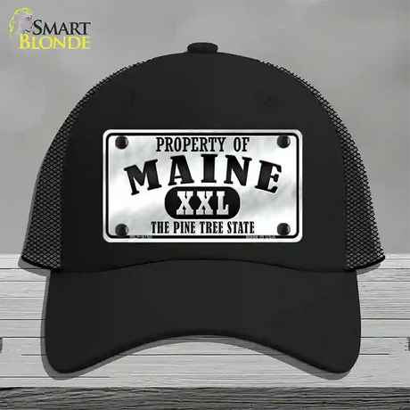 Property Of Maine Novelty License Plate Hat Mesh / Black